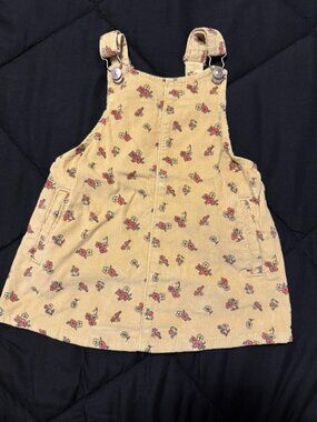 Mustard Corduroy Floral Coverall Jumper Dress 18M